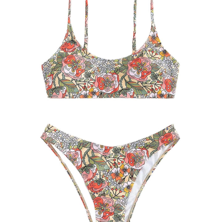 Women's bikini set with floral design and high leg cut Mune Fashion