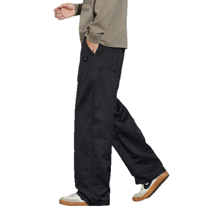 Men's Wide Relaxed-Fit Fabric Trousers with Drawstring & Crease Mune Fashion