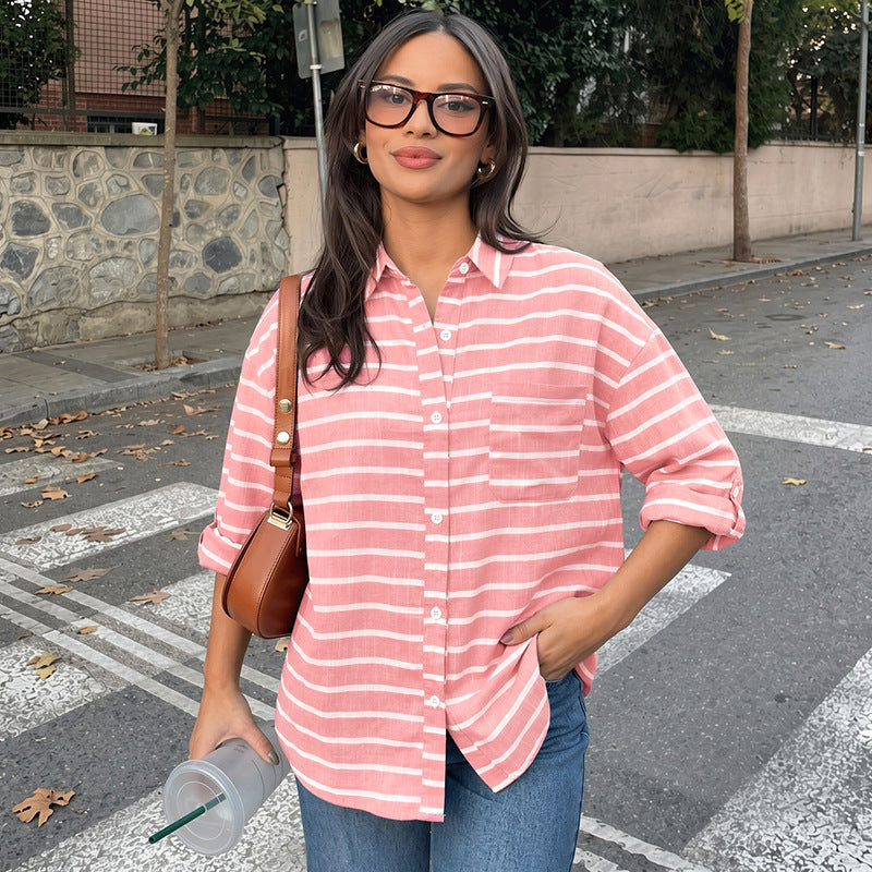 Women Stylish Striped Blouse Mune Fashion