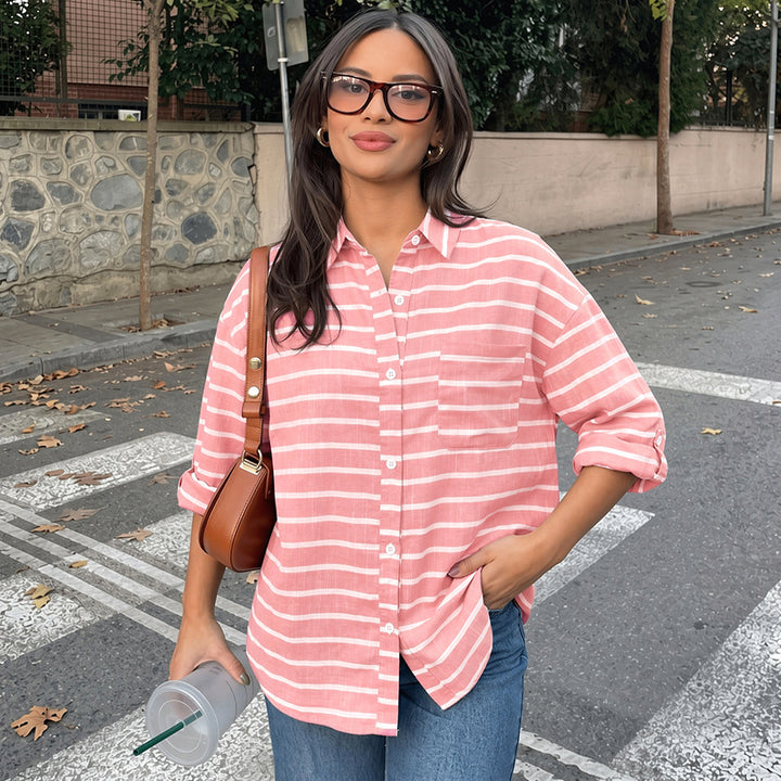 Women Stylish Striped Blouse Mune Fashion