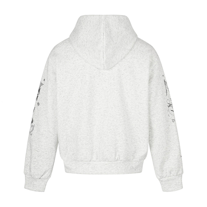 Unisex Printed Hooded Zip Jacket in Casual Boxy Cut with Full Zip Mune Fashion