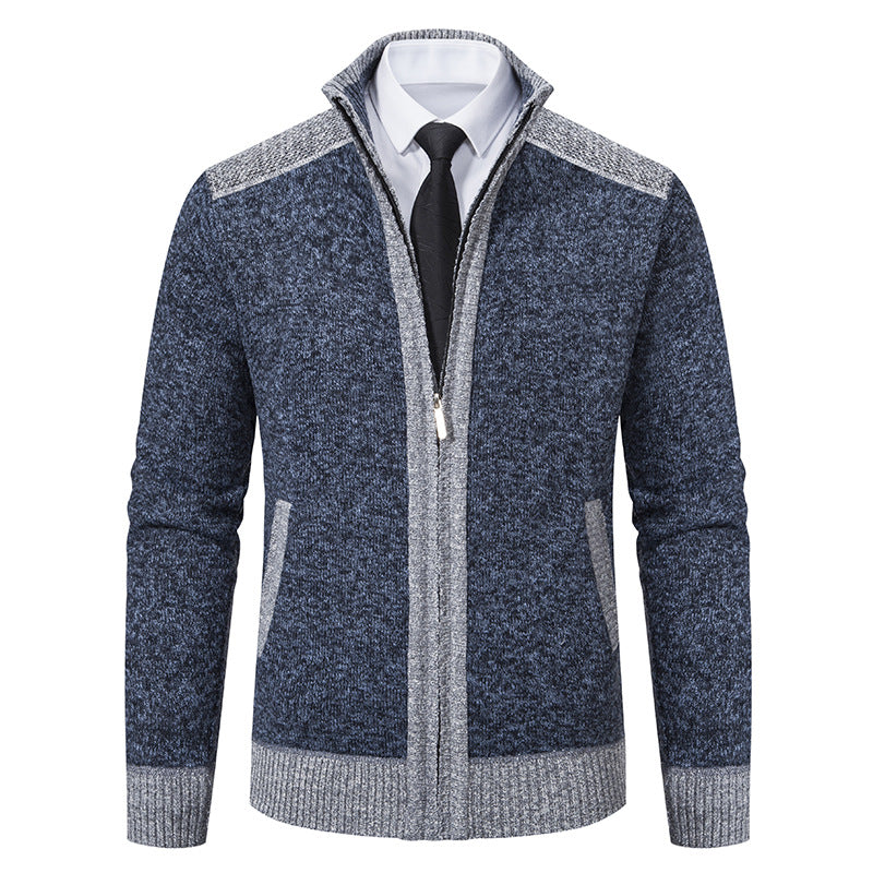 Men's structured knit cardigan with stand-up collar and full zip Mune Fashion