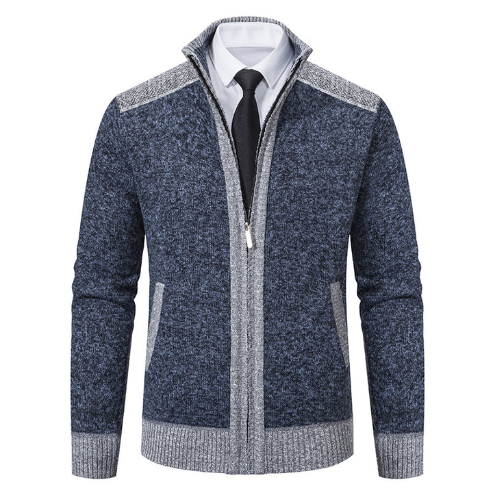 Men's structured knit cardigan with stand-up collar and full zip Mune Fashion