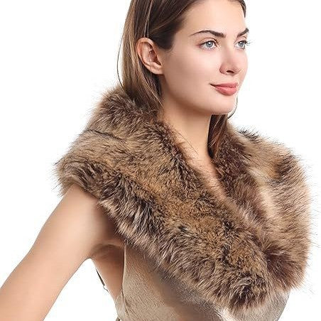 Women's Removable Faux Fur Stole with Voluminous Shawl Collar Mune Fashion