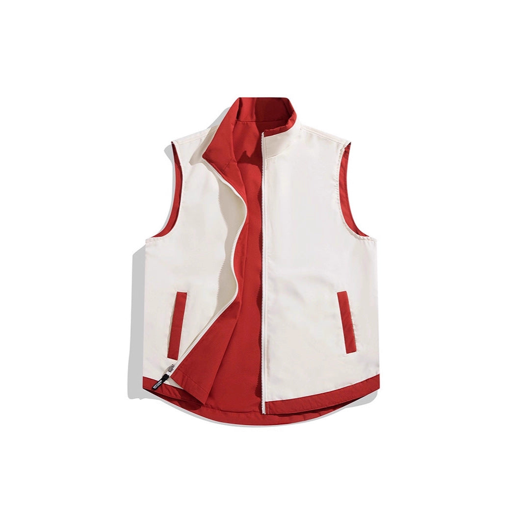 Unisex Reversible Padded Vest with High Collar, Windproof Outer Layer and Contrasted Inner Lining Mune Fashion