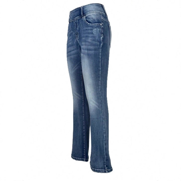 Women High-Waist Bootcut Jeans with sculpting seam design and light vintage finish Mune Fashion