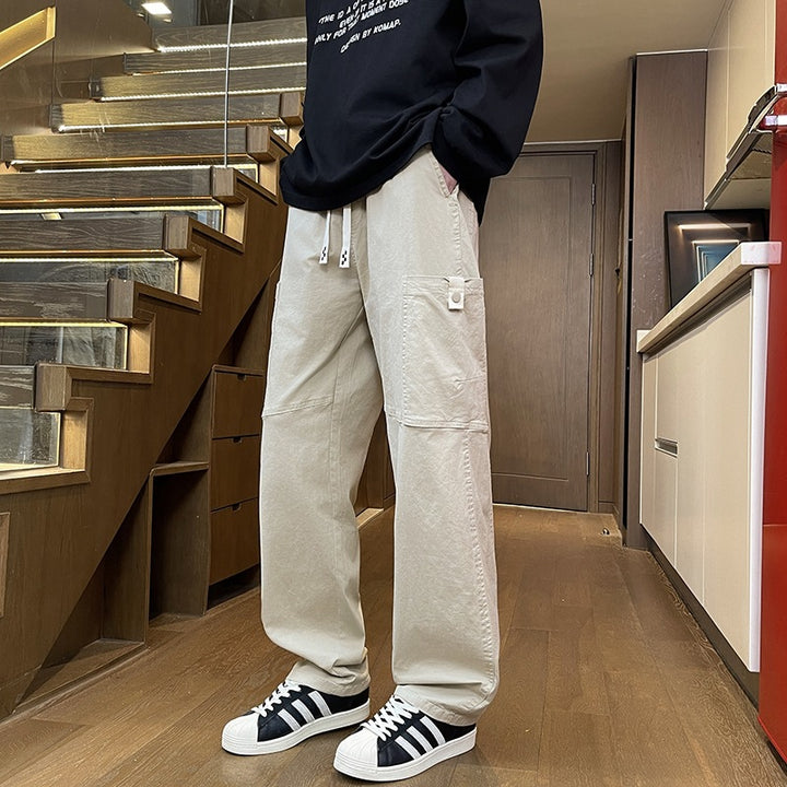 Men's Wide Cargo Pants with Thermal Lining, Drawstring Waist & Utility Pockets Mune Fashion