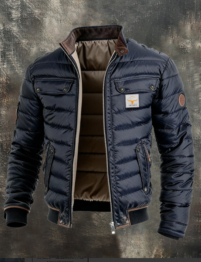 Men's quilted jacket with stand-up collar, padded thermal lining and chest pockets Mune Fashion