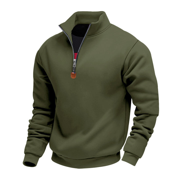 Men's nan Premium half-zip sweatshirt with high stand-up collar, sturdy zipper, and ribbed hem Mune Fashion