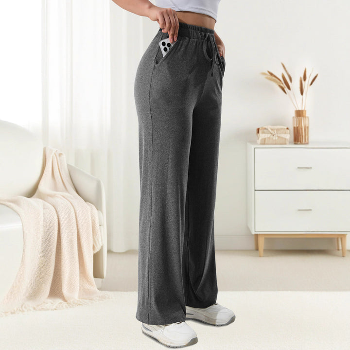Women’s wide jersey lounge pants with high comfort waistband and side pockets Mune Fashion
