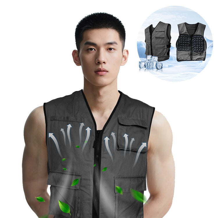 Unisex nan cooling gel vest with removable cooling pads and adjustable side buckles Mune Fashion