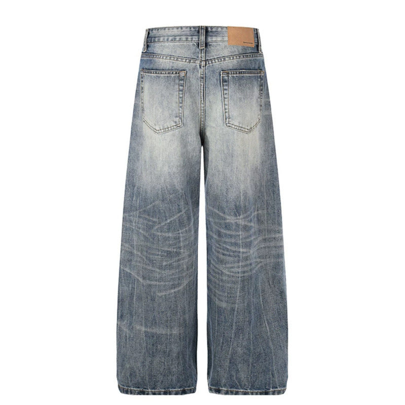 Women's Wide High-Waist Denim Palazzo Jeans with Used Effect and Wide Leg Mune Fashion