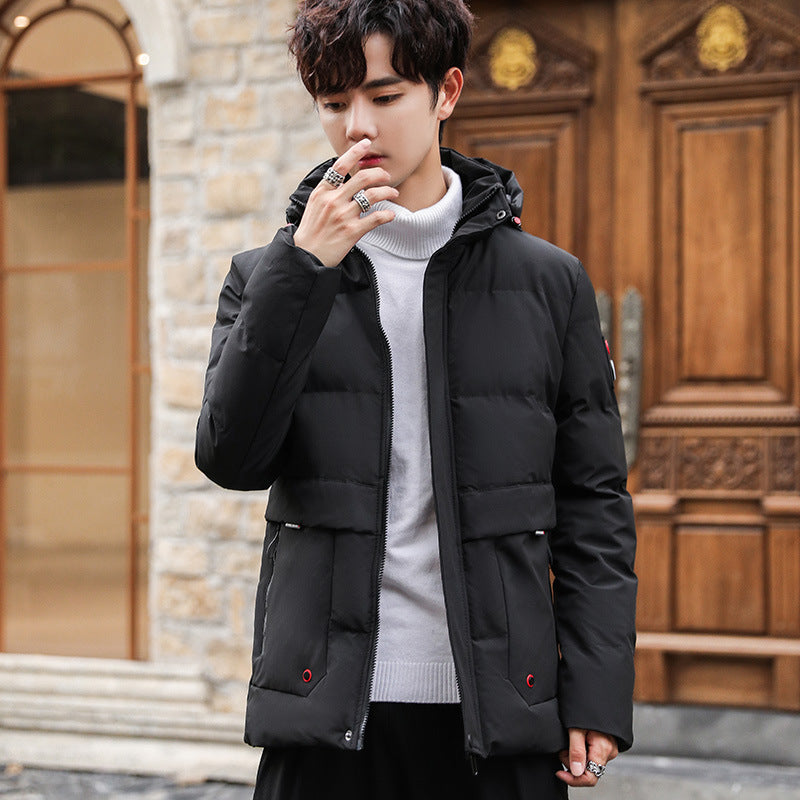 Men's padded parka with hood, high stand-up collar and utility pockets Mune Fashion