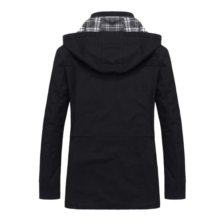Men's Canvas Field Parka with Hood, Checked Lining and Multi-function Pockets Mune Fashion