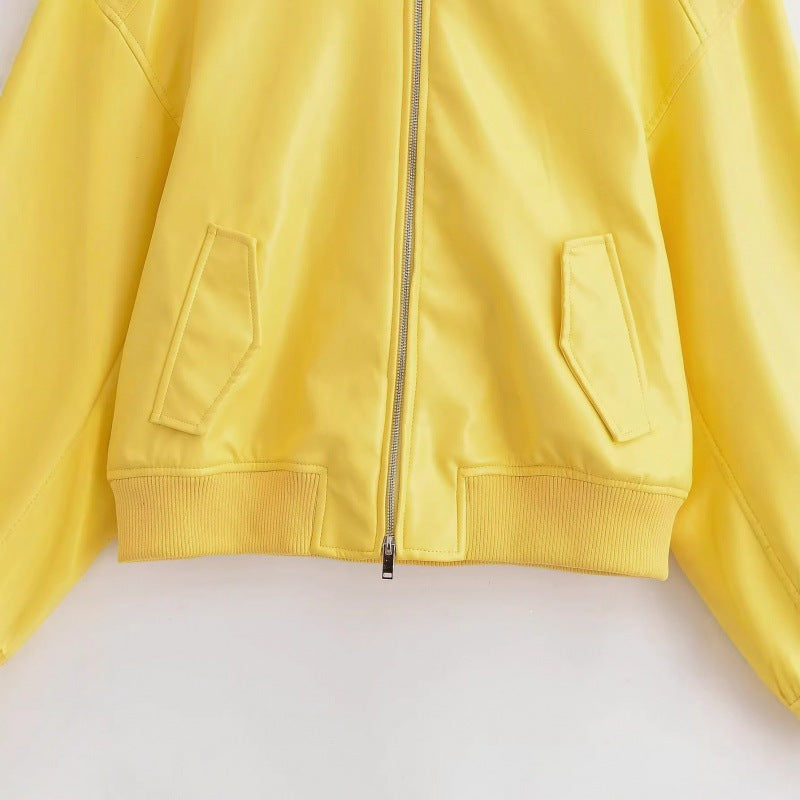 Women's Oversized Bomber Jacket with Shirt Collar, Concealed Zip Fastening and Wide Ribbed Cuffs Mune Fashion