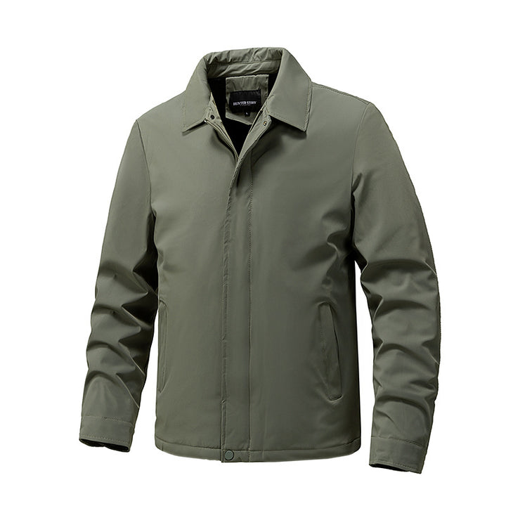 Men's lightweight water-repellent transitional jacket with concealed zipper and shirt collar Mune Fashion