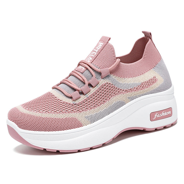 Women's breathable knitted sneakers with platform sole and elastic sock construction Mune Fashion