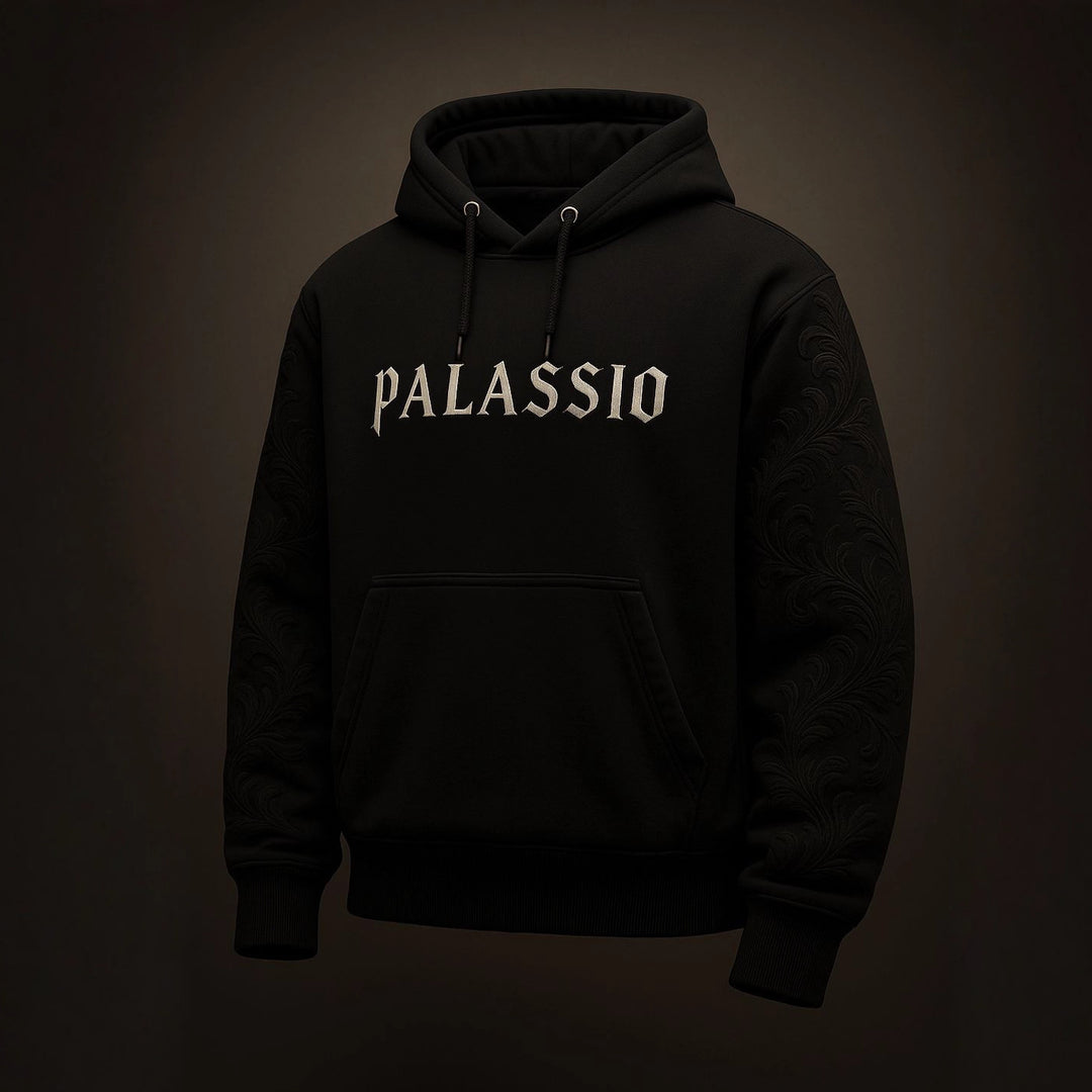 Unisex nan Premium Hoodie with tonal relief embroidery on the sleeves, double hood and kangaroo pocket Mune Fashion