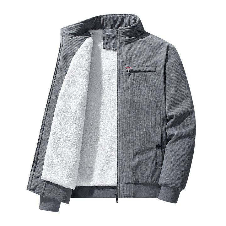 Men's nano high-quality corduroy jacket with teddy inner lining, stand-up collar and chest zipper Mune Fashion