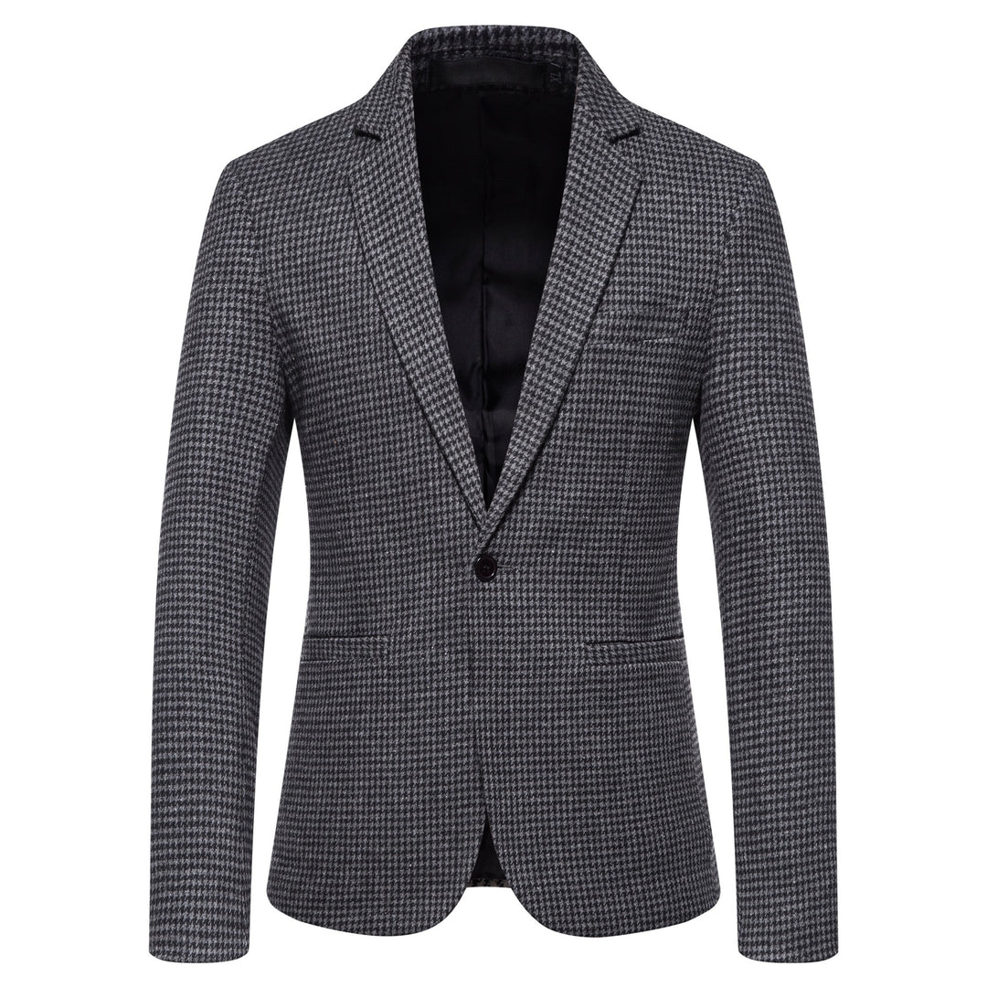 Men's slim-fit single-breasted blazer with houndstooth pattern and narrow lapel Mune Fashion