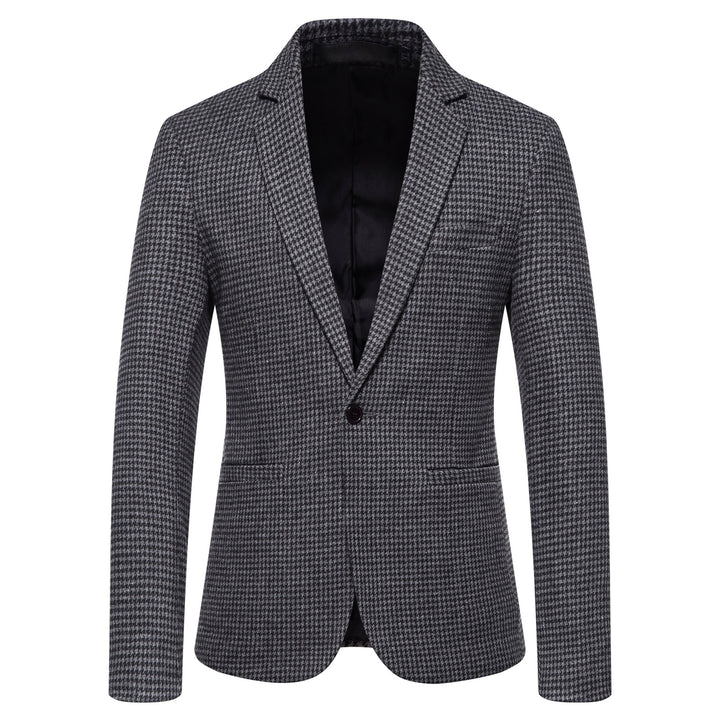 Men's slim-fit single-breasted blazer with houndstooth pattern and narrow lapel Mune Fashion