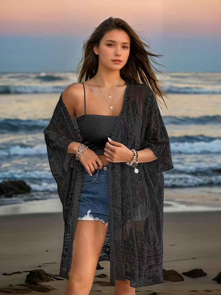 Women romantic crochet beach cover-up Mune Fashion