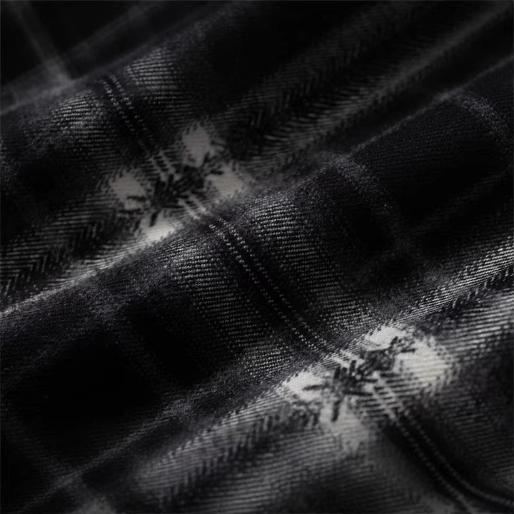 Women Oversize Flannel Shirt with Asymmetrical Hem Mune Fashion
