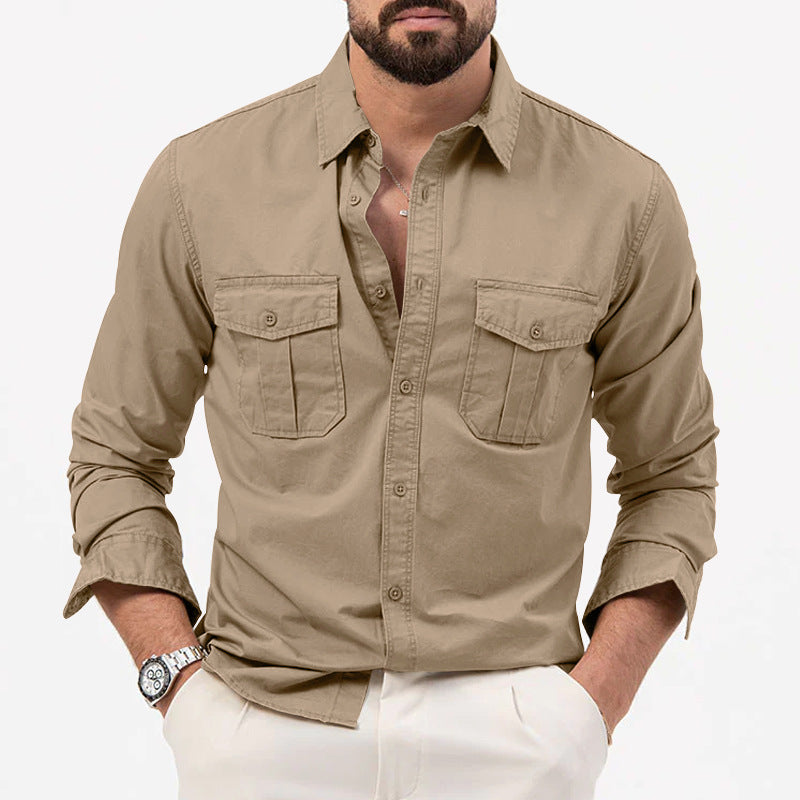 Men's narrow fit casual shirt with chest pockets and Kent collar Mune Fashion