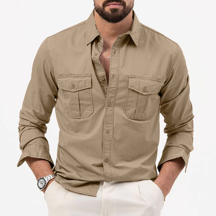 Men's narrow fit casual shirt with chest pockets and Kent collar Mune Fashion