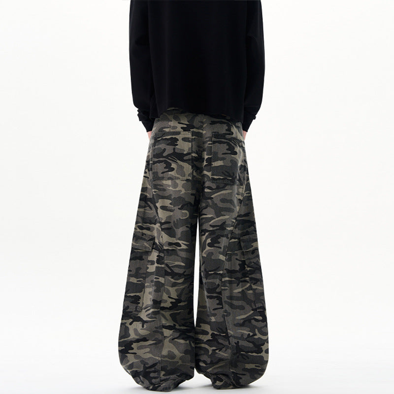 Men's Ultra Wide Cargo Pants in Baggy Cut with Low Crotch Mune Fashion