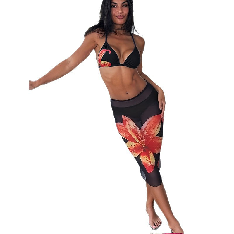 Women's bikini set with floral design and fitted skirt Mune Fashion