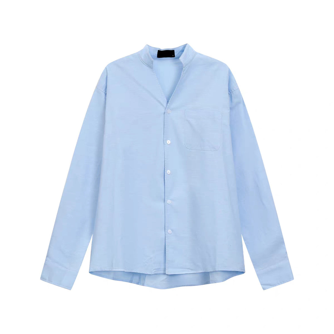 Men's Lightweight Linen Shirt with Stand-Up Collar and Chest Pocket Mune Fashion