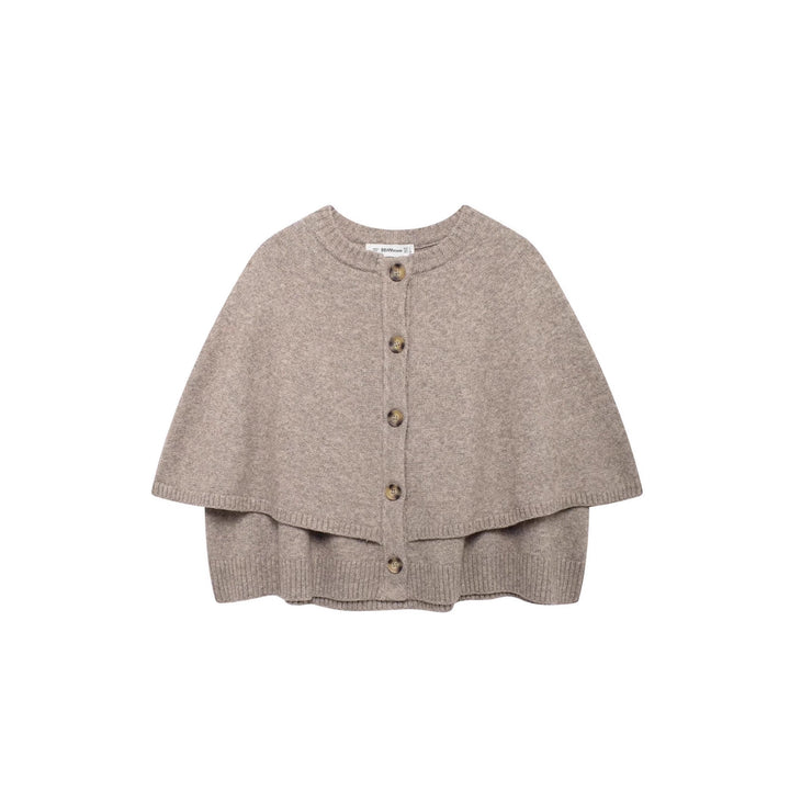 Women's cape cardigan with full button placket and double-layered hem Mune Fashion