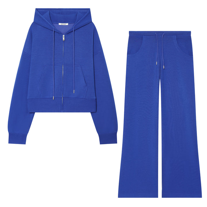 Women's Cropped Sweat Jacket with Metal Zip, Kangaroo Pocket and Oversized Hood Mune Fashion