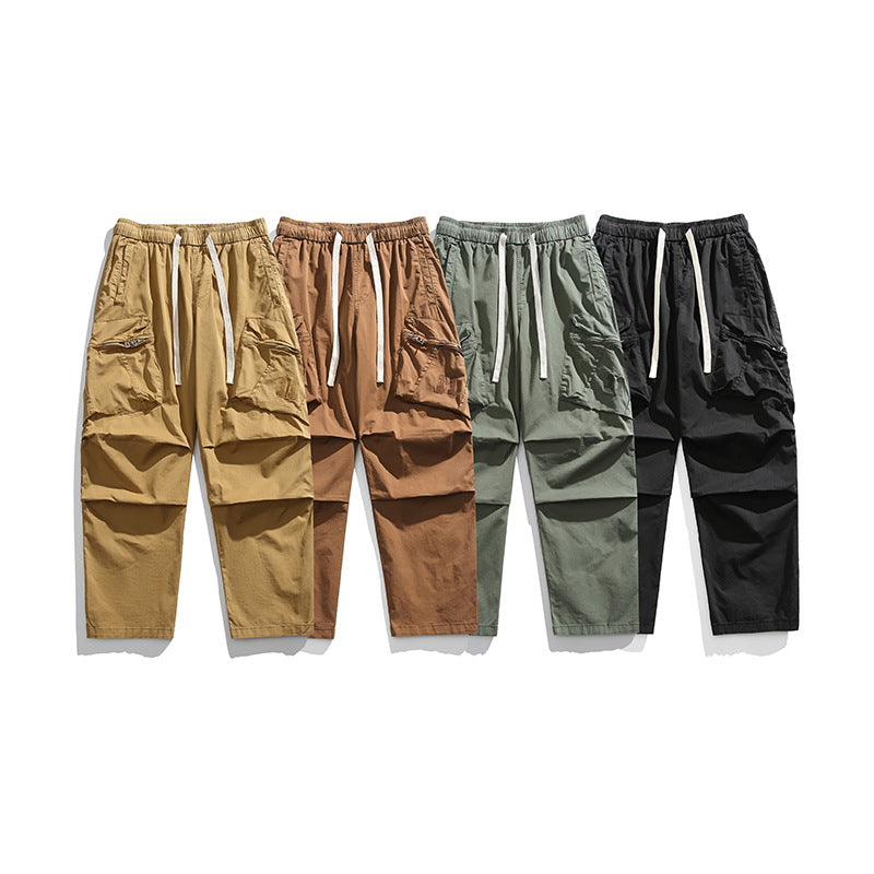 Men's loose-fitting cargo pants with elastic drawstring waist, cord drawstring, and large utility pockets Mune Fashion