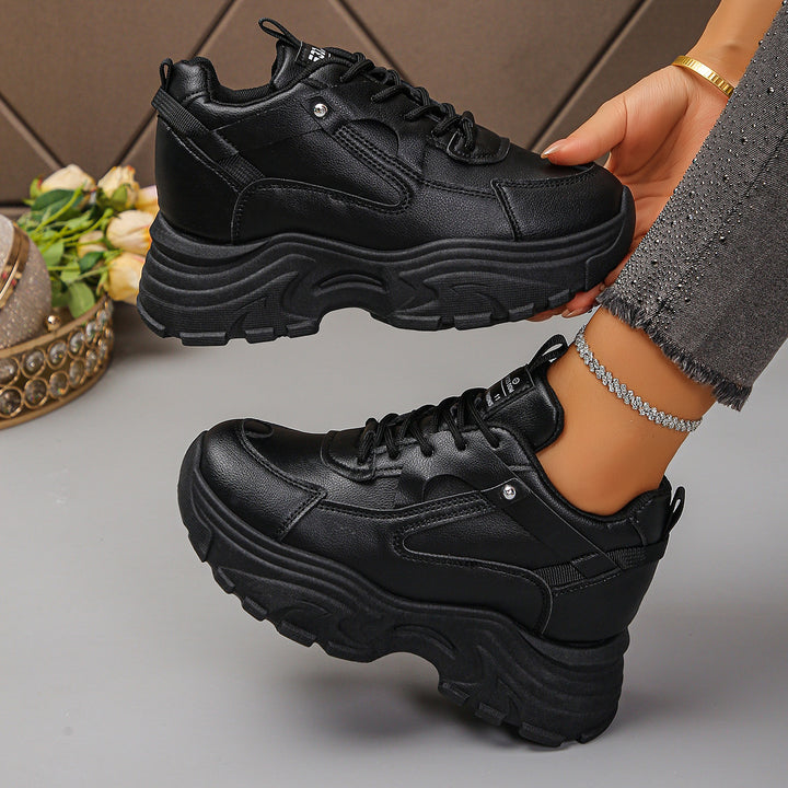 Women's Platform Chunky Sneakers with Sculpted Profile Sole and Padded Shaft Mune Fashion