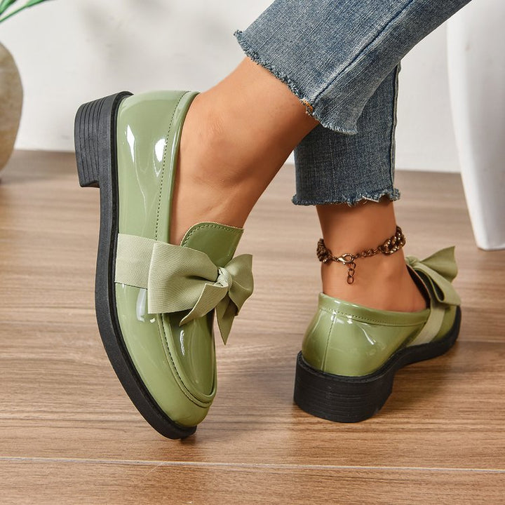 Damen Loafer mit Karo‑Muster und Schleifenapplikation Mune Fashion