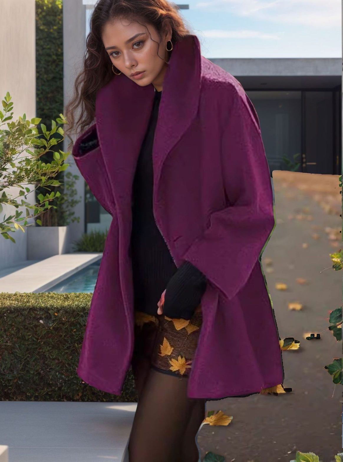 Women's Hooded Teddy Coat in Oversized A-Line Cut with Dropped Shoulders Mune Fashion