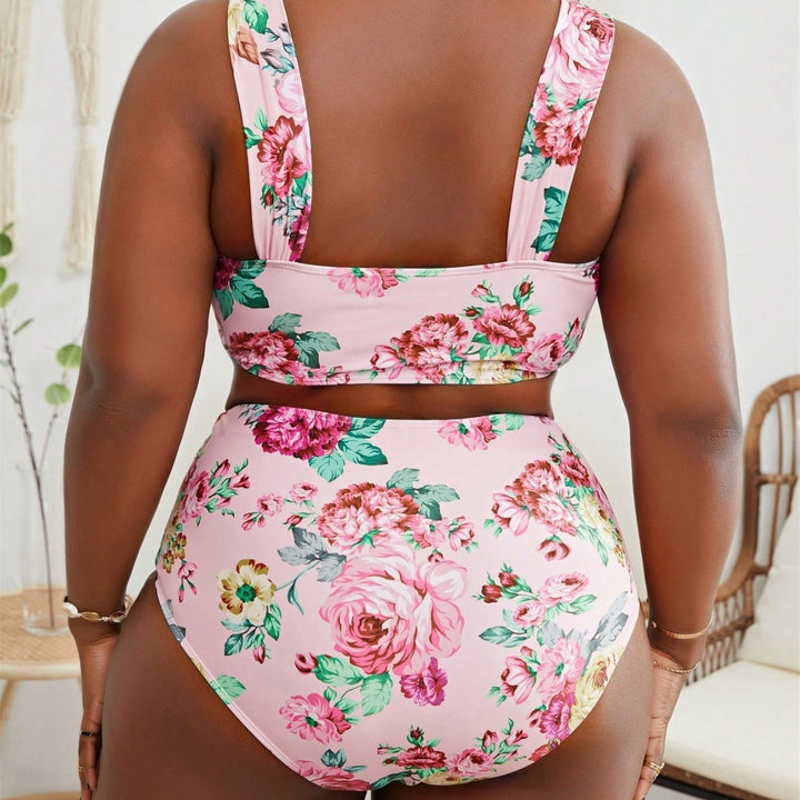 Women Floral Bikini Set with High Waist and Wide Straps Mune Fashion