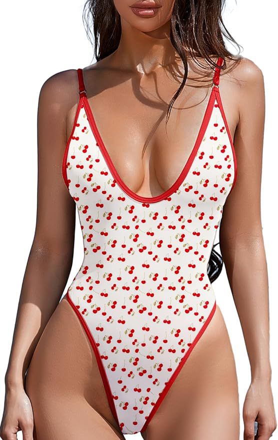 Ladies Athletic Monokini with Fruity Pattern Mune Fashion