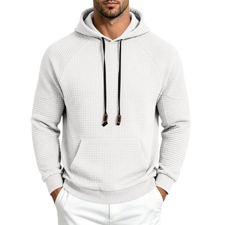 Men's Structured Hoodie made of Waffle Jersey with Kangaroo Pocket and Raglan Sleeves Mune Fashion