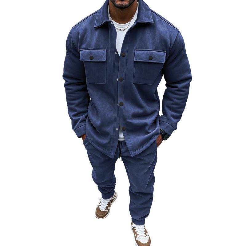 Men's Nan Shirt Jacket with Flap Pockets and Straight Cut Chino Pants Mune Fashion
