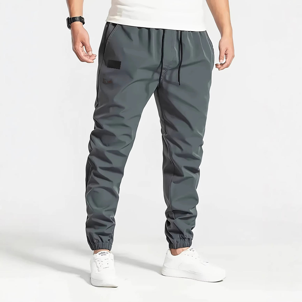 Men's Technical Jogging Pants in Tapered Utility Style with Elastic Waistband & Ankle Cuffs Mune Fashion