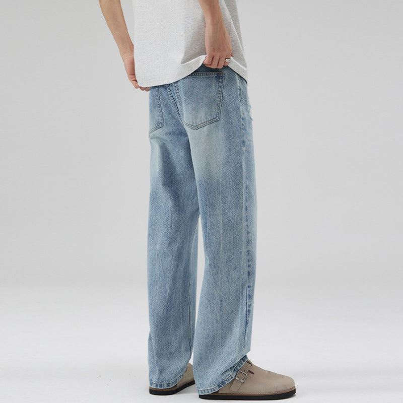 Men's extra wide denim pants with relaxed fit and floor-length hem Mune Fashion