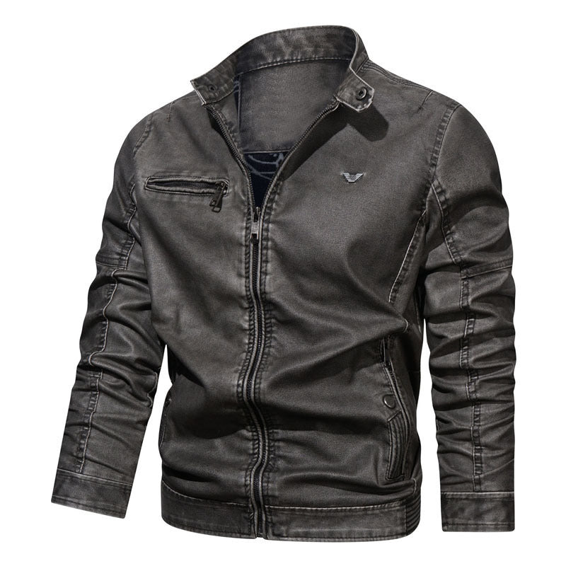 Men's Slim-Fit Denim Jacket with Used Look, Zip Chest Pocket and Quilted Sleeve Section Mune Fashion