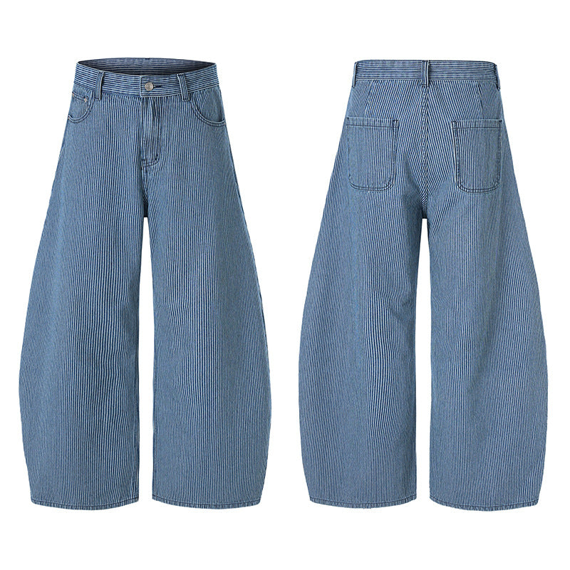Men's Extra Wide Pinstripe Palazzo Pants with Deep Crotch and Flowing Silhouette Mune Fashion