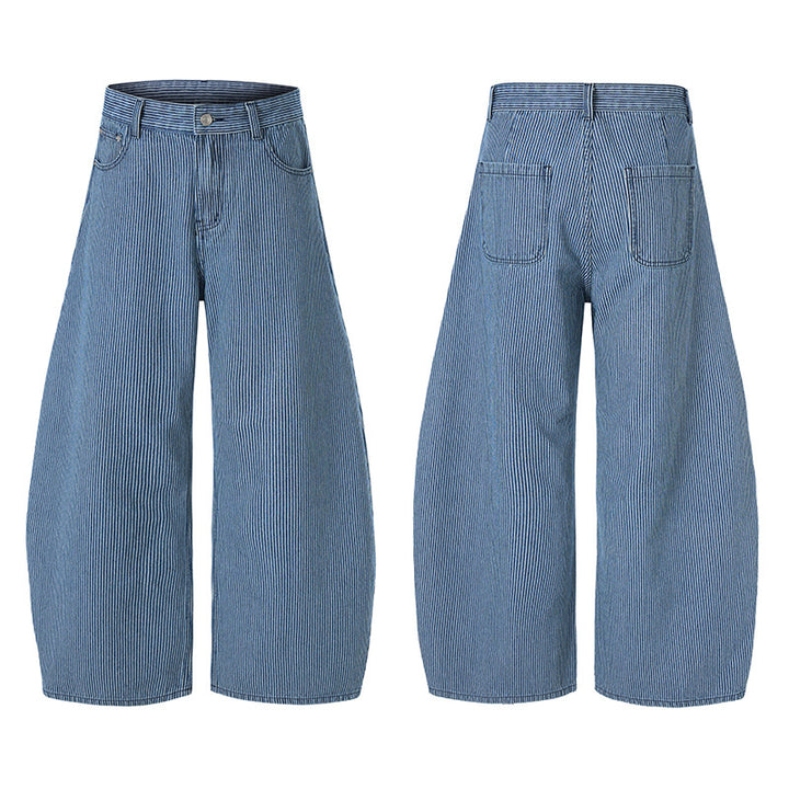 Men's Extra Wide Pinstripe Palazzo Pants with Deep Crotch and Flowing Silhouette Mune Fashion