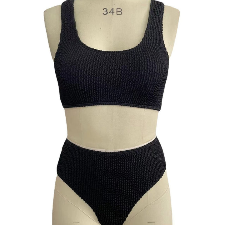 Ladies High-Waist Bikini Set with fashionable ribbed knit Mune Fashion