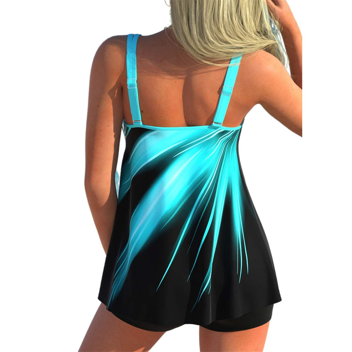 Women's flowing A-line tankini top with double spaghetti straps and figure-flattering fit Mune Fashion
