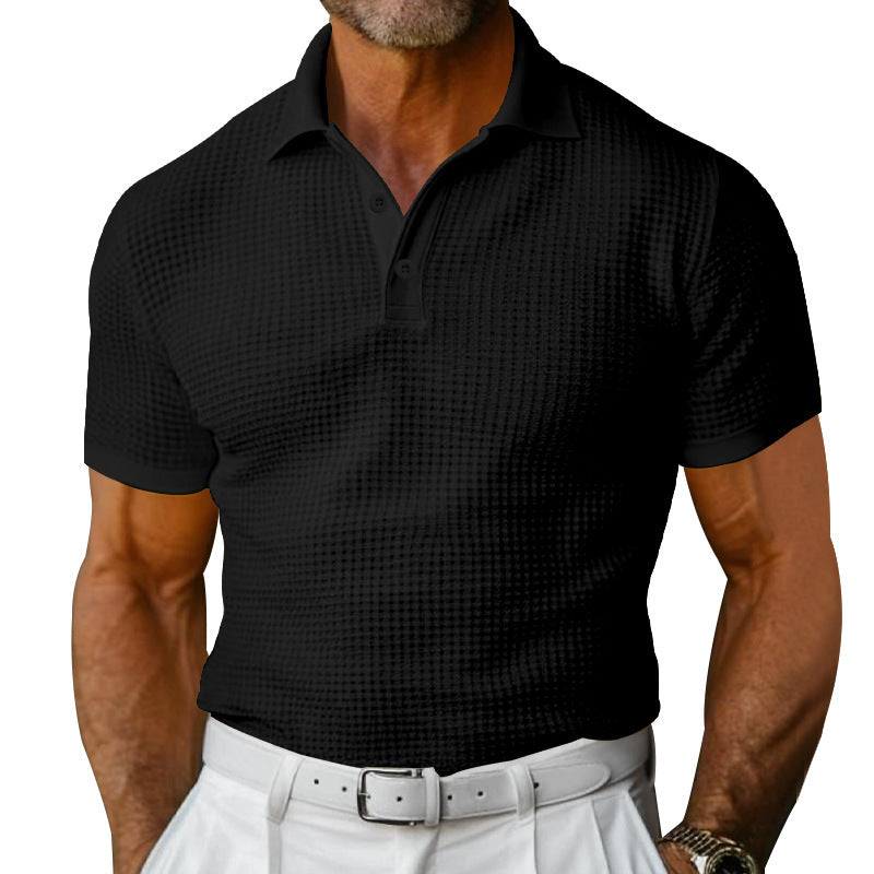 Men's structured polo shirt with waffle piqué and fitted cut Mune Fashion